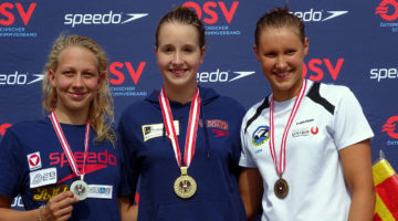 Siegerehrung Allg. Klasse, 200m Lagen: v.l.n.r.: Claudia Hufnagl (USC Graz), Cornelia Pammer (1.USC Traun), Lara Grojer (USV Krems)